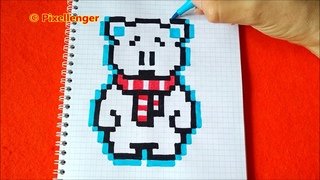 Медвежонок по клеточкам в тетради