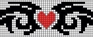 Сердце с крыльями по клеточкам