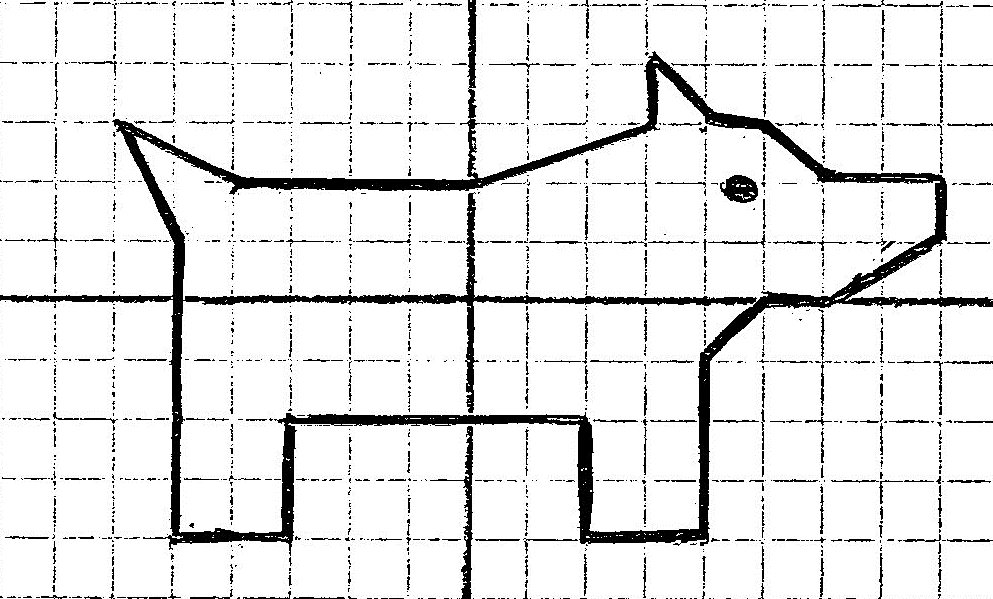 Рисунок на координатной плоскости с координатами собака