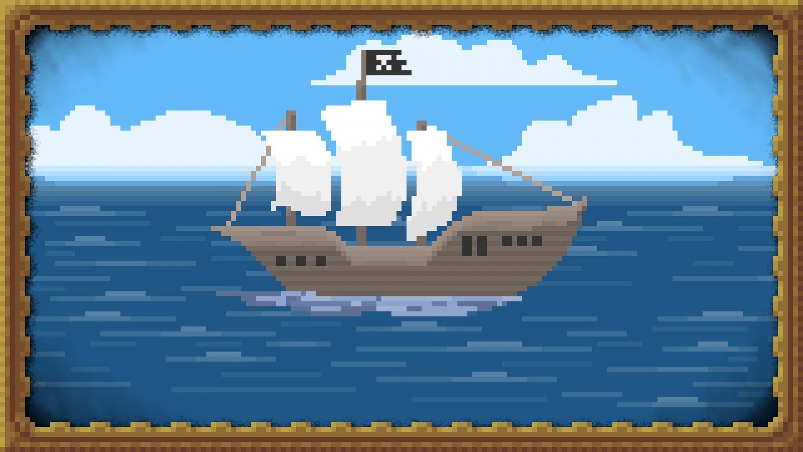 Пиксельный пиратский корабль