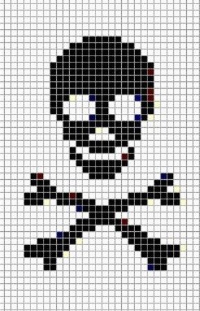 Череп по клеточкам в тетради