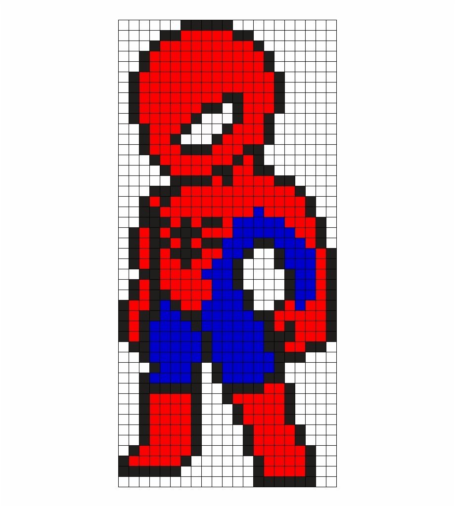 Человек паук - pixel art рисунки по клеточкам
