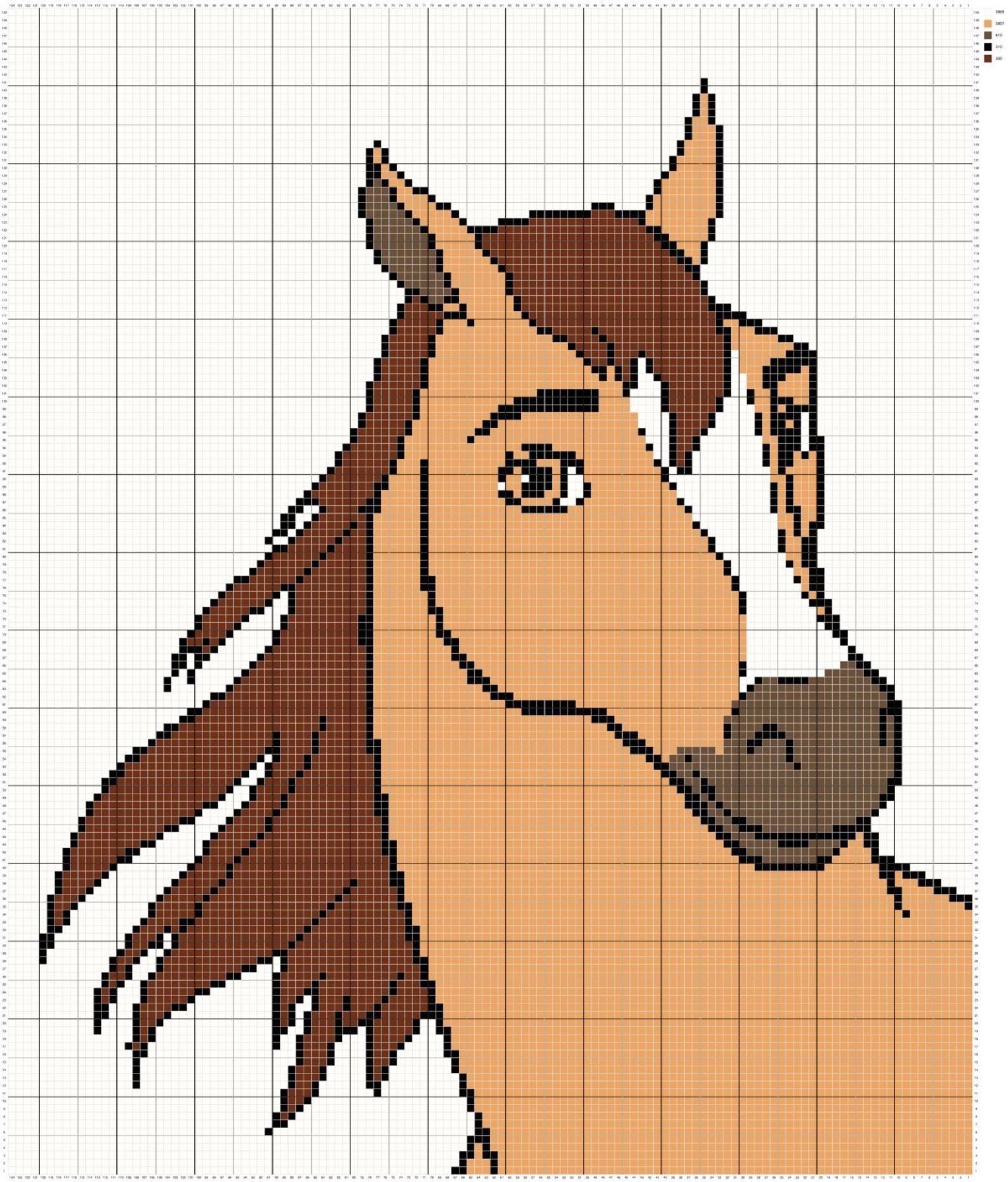 Рисование по клеточкам лошадь