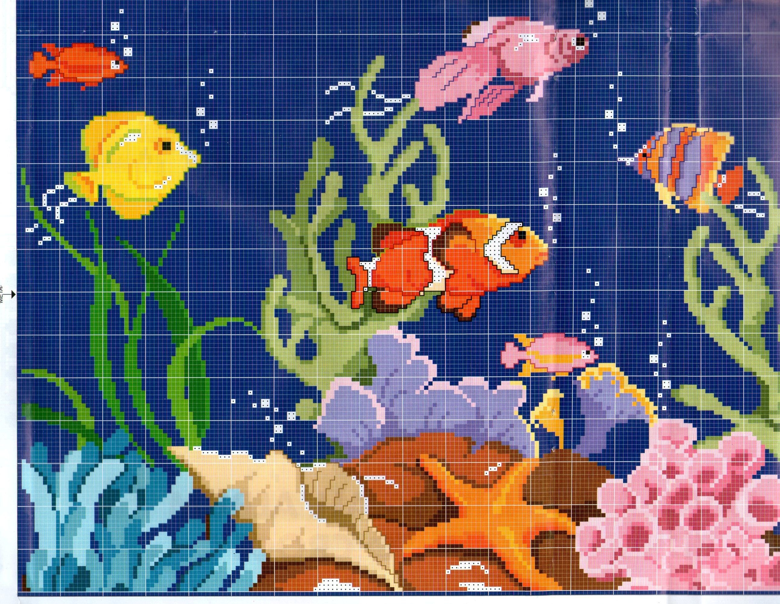Вышивка аквариум с рыбками