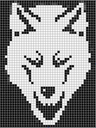 Монохромная вышивка крестом волки