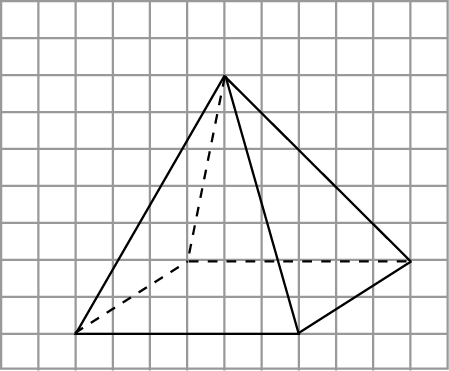 Правильная четырехугольная пирамида на клетке