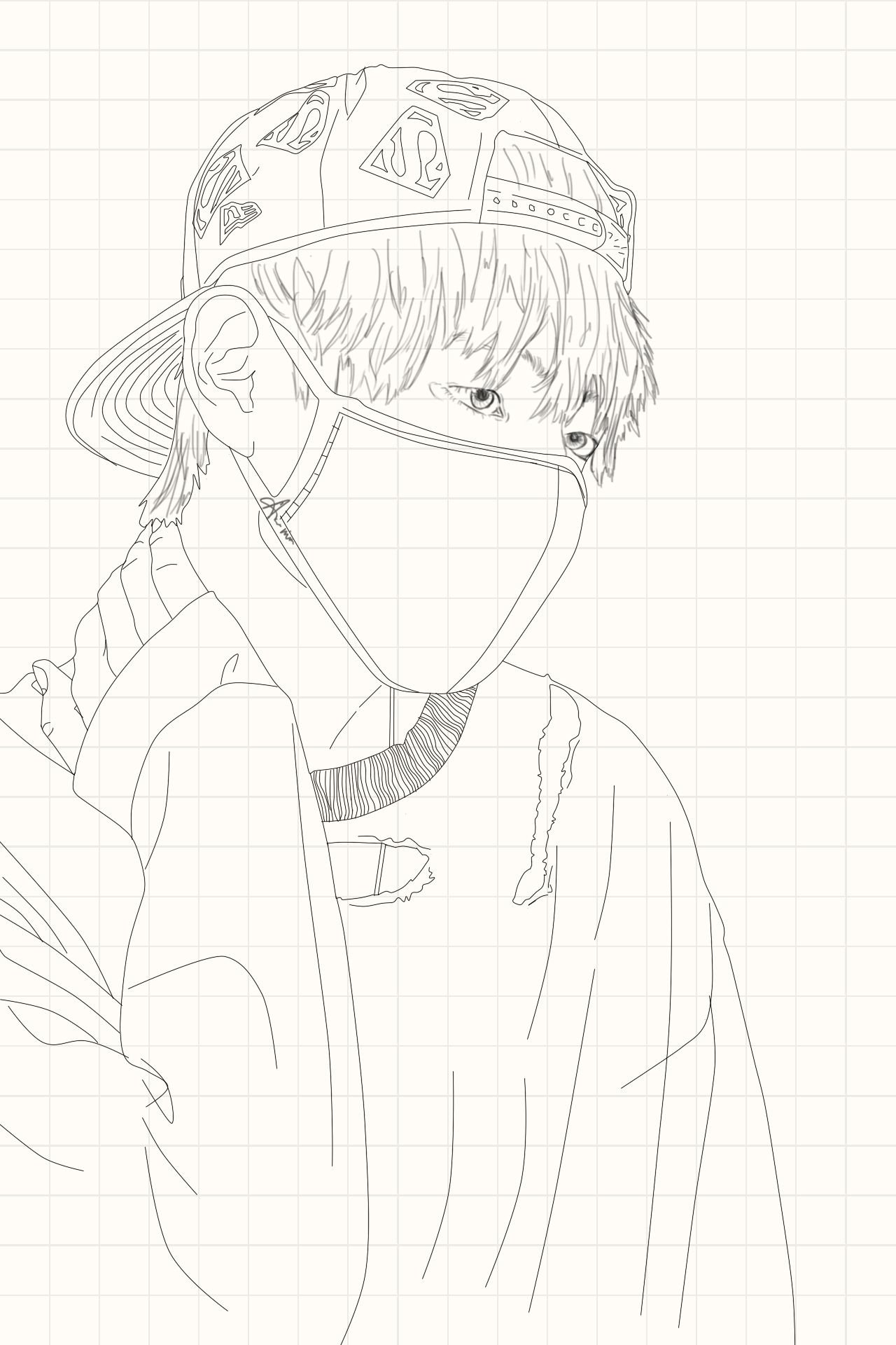 BTS Lineart Taehyung