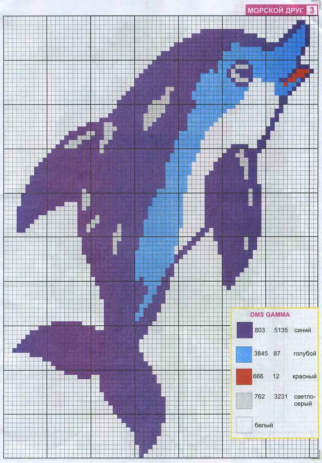 Схема вышивки крестом Дельфин