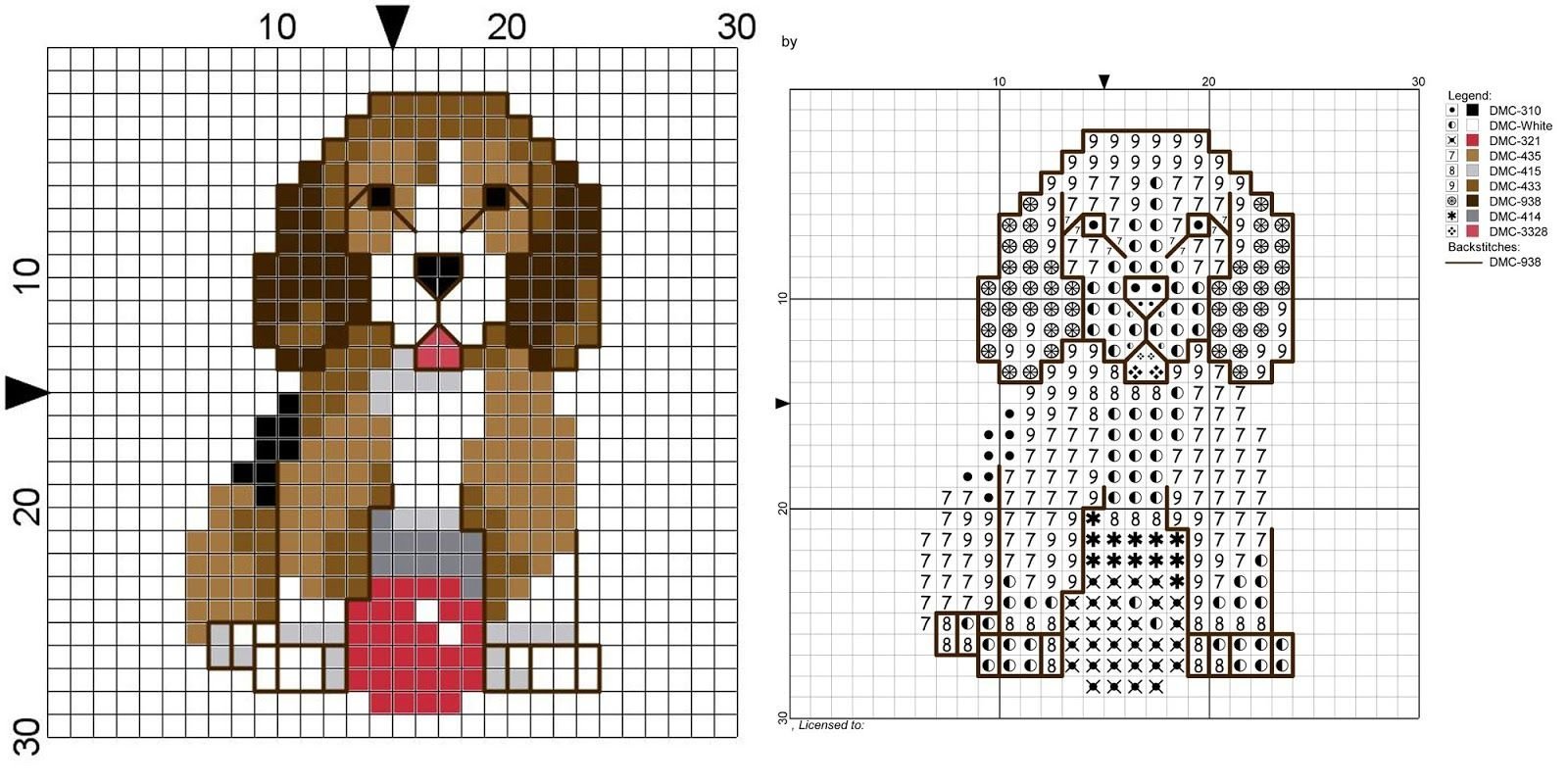 Схема вышивки собаки крестом маленькие