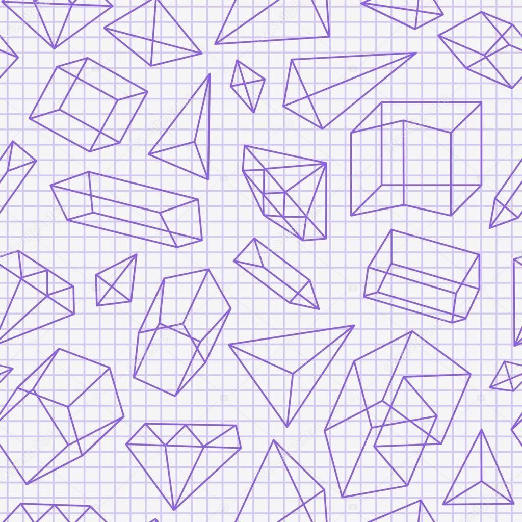 Красивые геометрические фигуры на бумаге в клетку