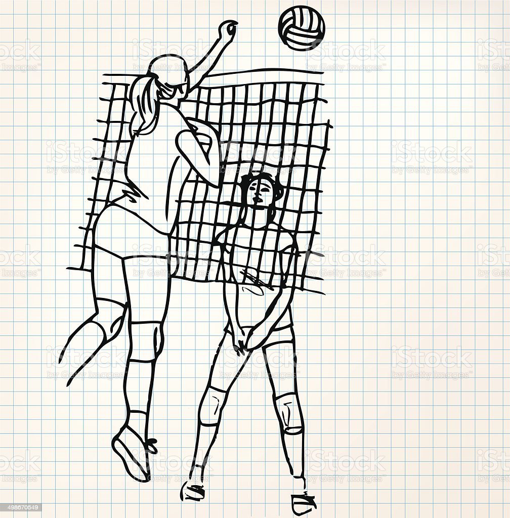 Рисунок человека играющего в волейбол