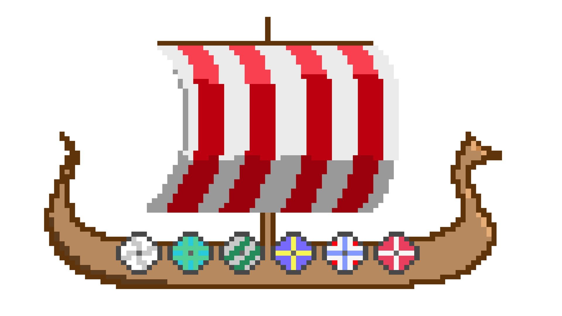 Корабль пиксельный викингов
