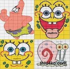 Рисунки по клеточкам губка Боб