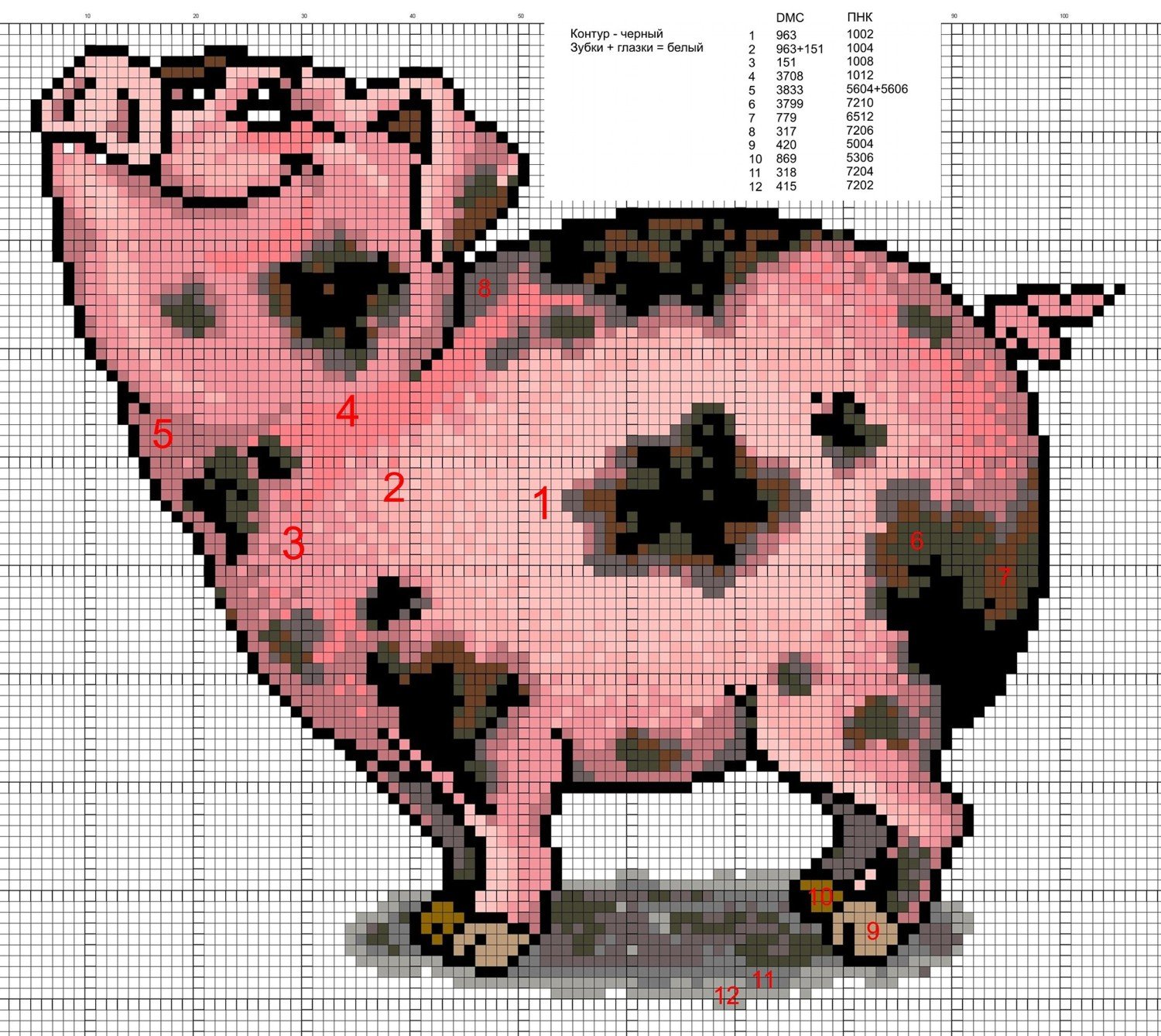 Вышивка крестиком свинья