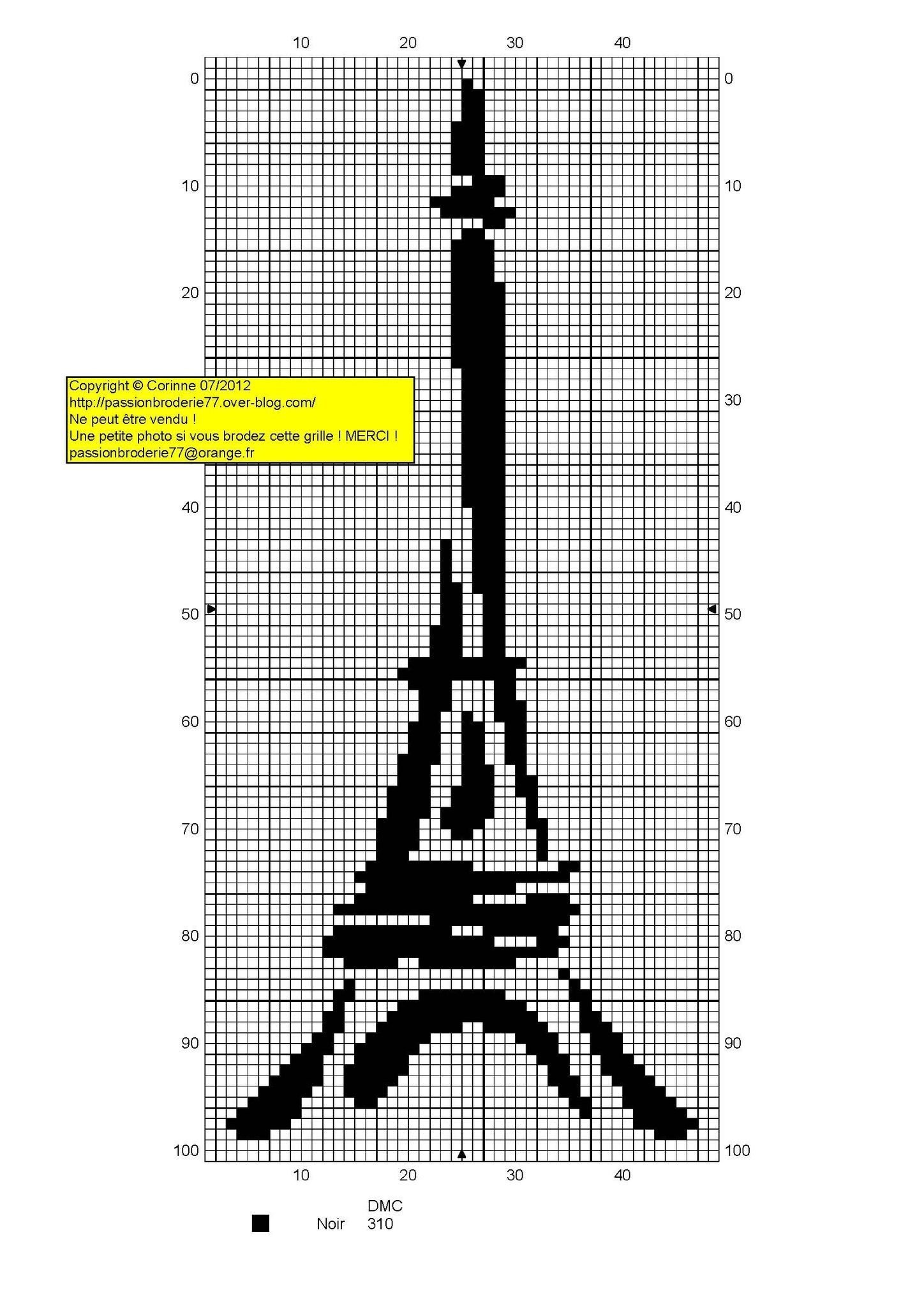 Схема вышивки крестиком Эйфелева башня