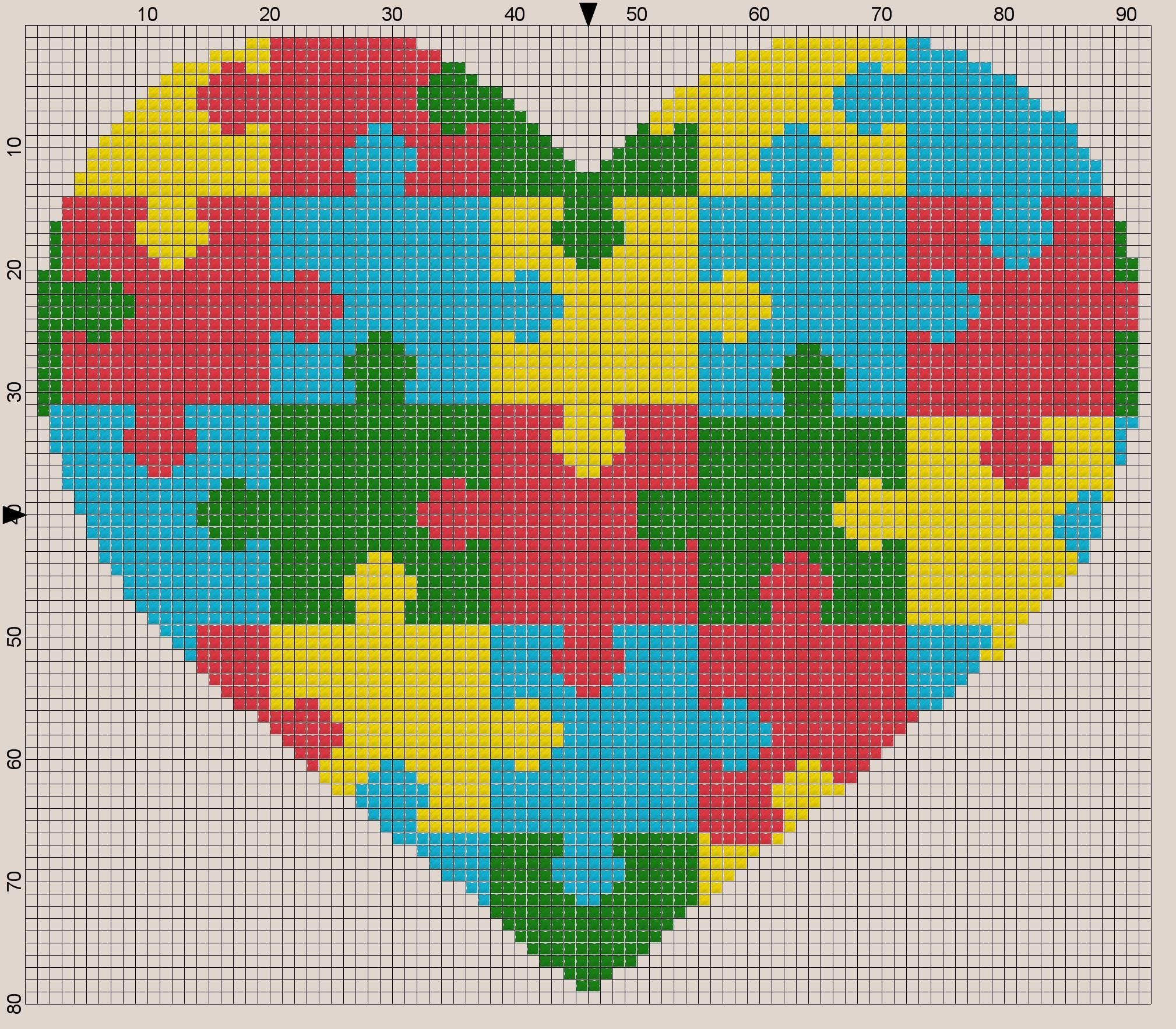 Сердечко крестиком разноцветное