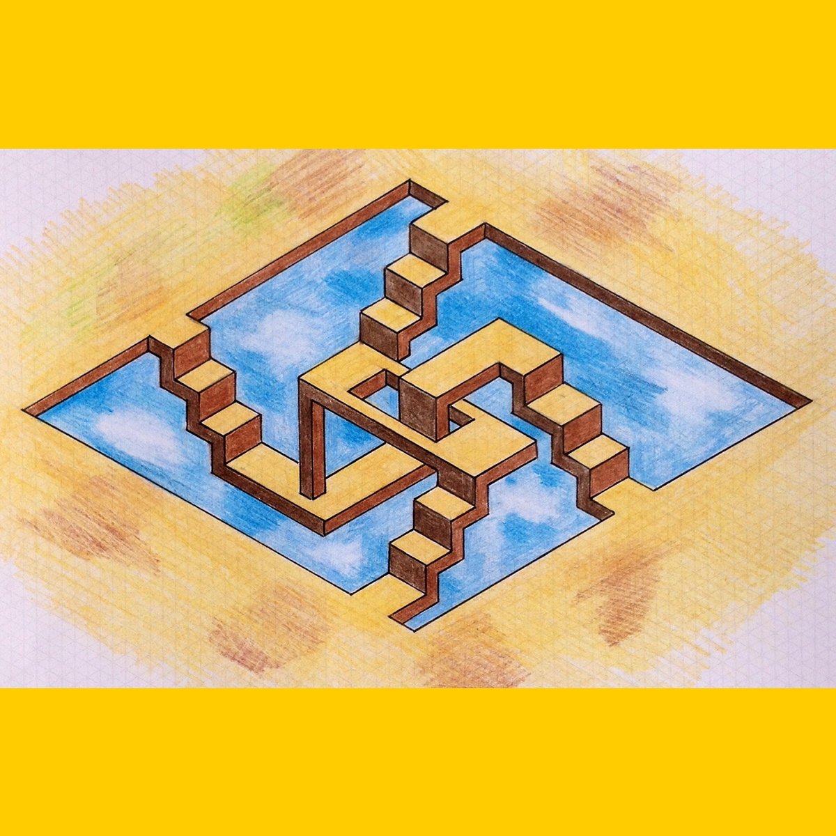 Геометрические иллюзии лестница Эшера