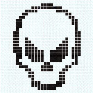 Череп по клеточкам в тетради