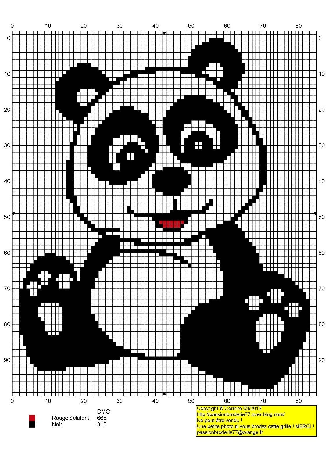 Схема панды для вышивания крестиком