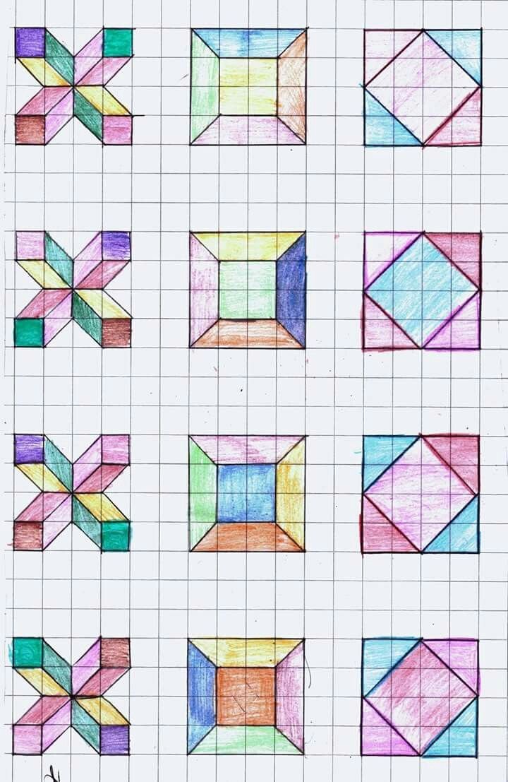 Различные узоры в квадратах