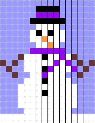 Снеговик по клеточкам в тетради