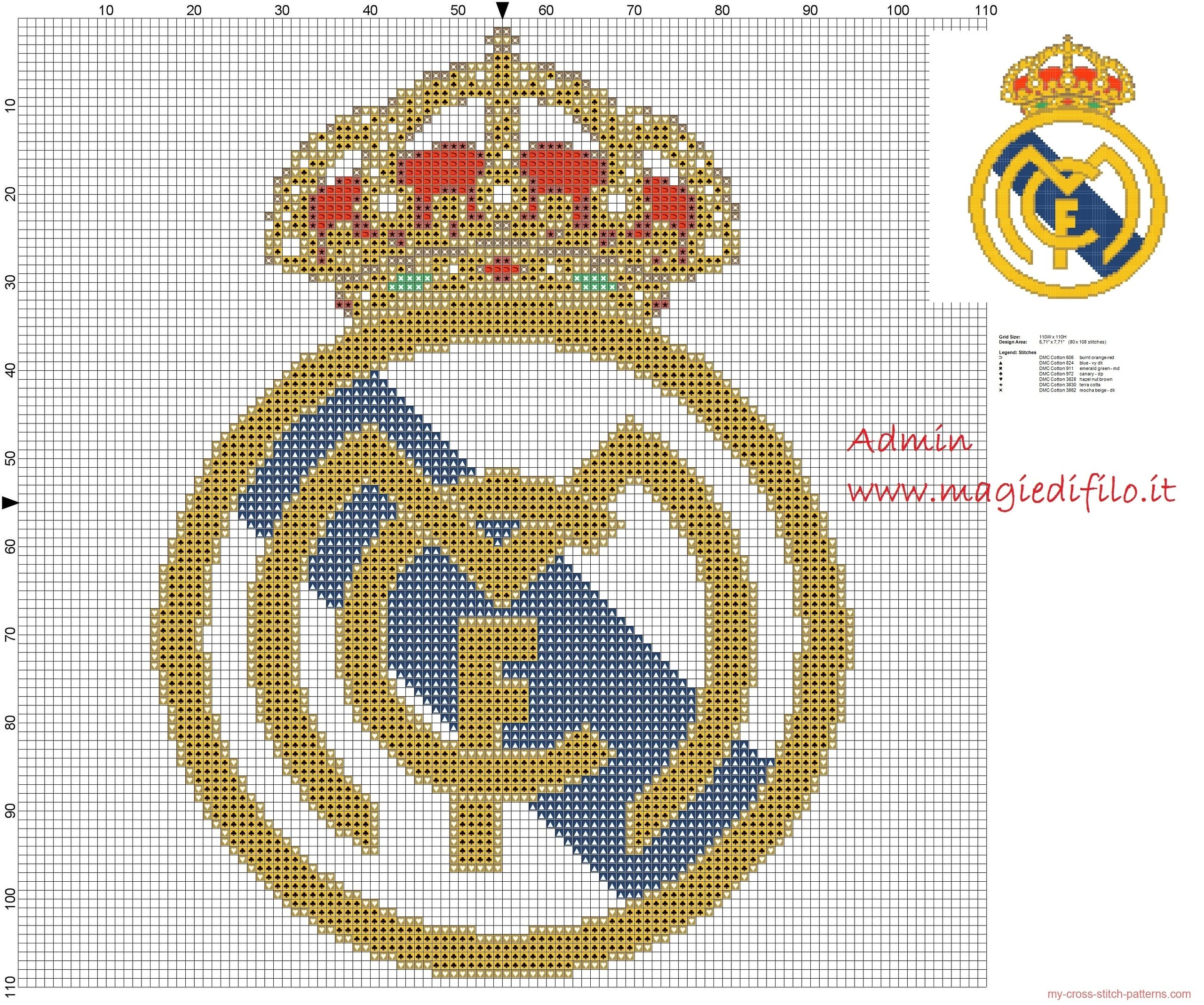 Схема вышивки Реал Мадрид крестиком