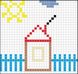 Домик по клеточкам в тетради