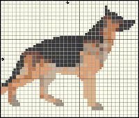 Рисование по клеткам немецкую овчарку
