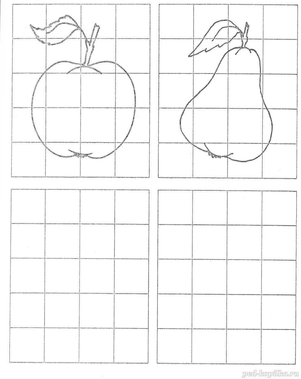 Рисуем по клеточкам для дошкольников фрукты