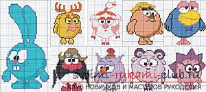 Маленькие Смешарики по клеткам по клеткам