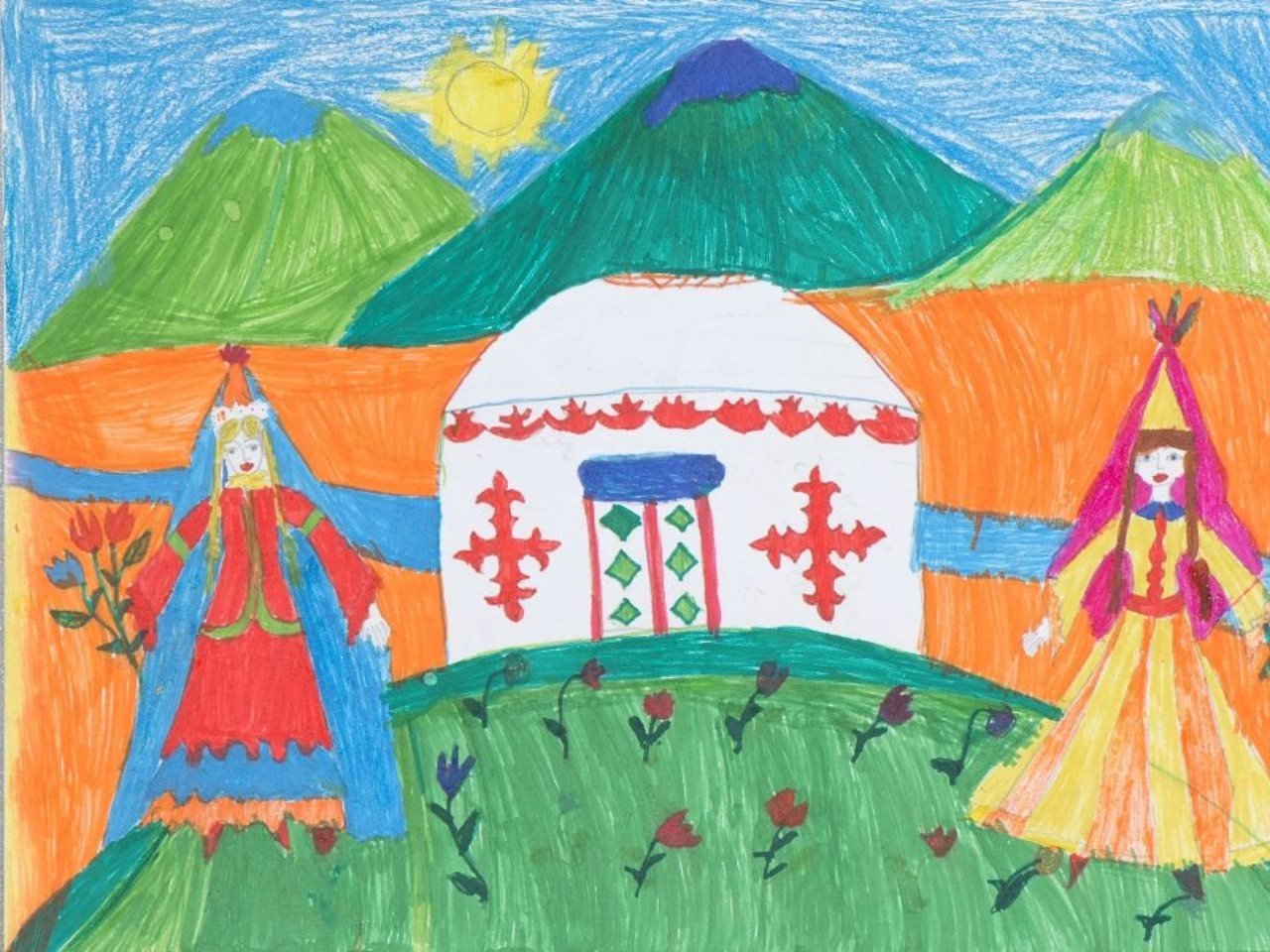 Рисунок наурыз для детей. Детские рисунки. Народы гор и степей. Казахские рисунки. Искусство народов гор и степей.