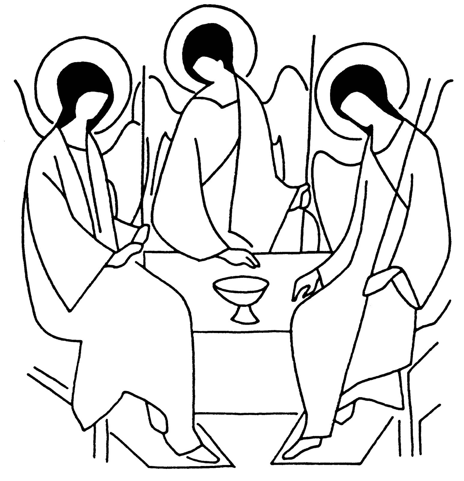 Линейное изображение иконы Рублева Троица