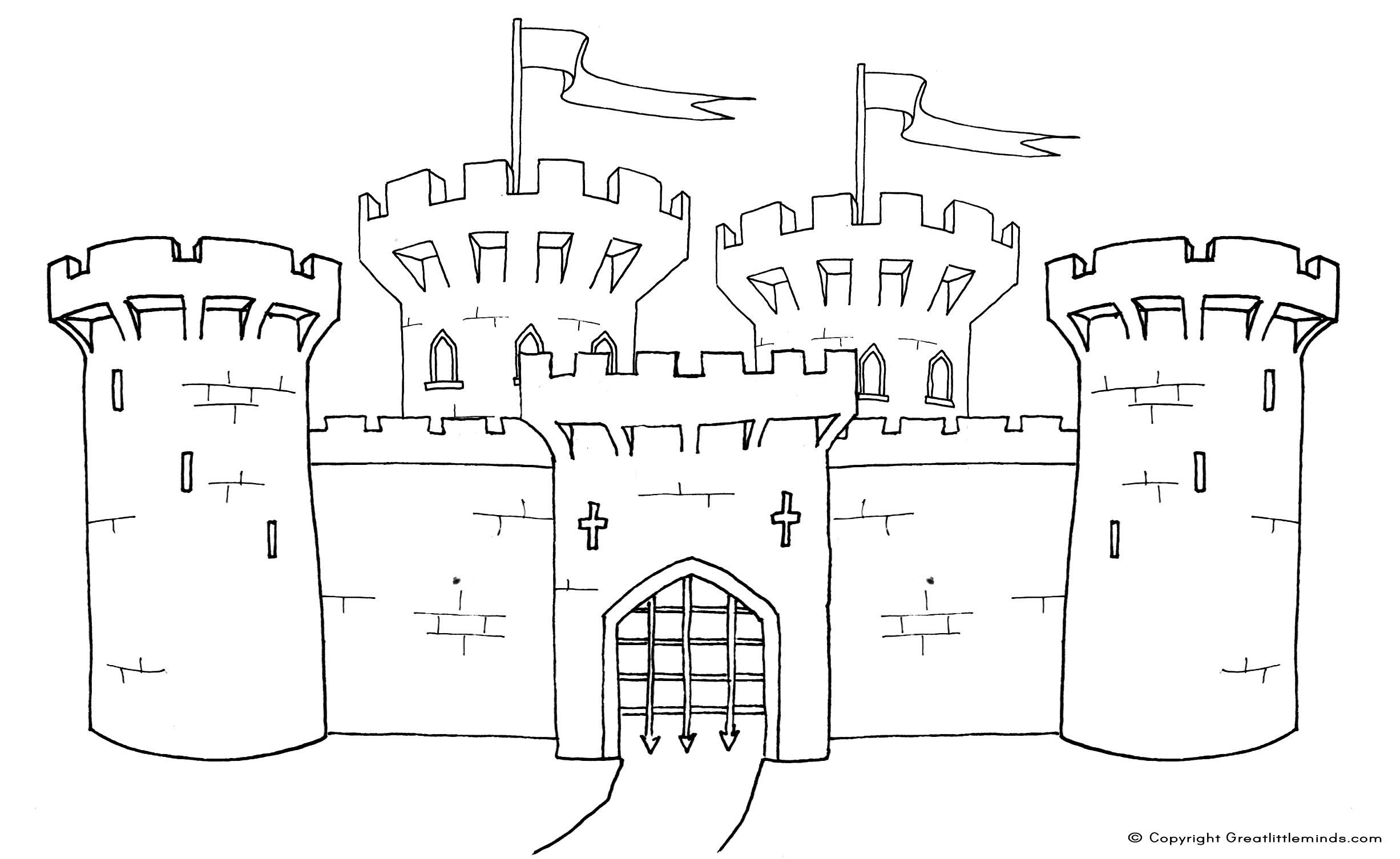 Раскраска Рыцарский замок средневековья
