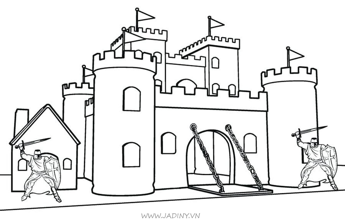 Раскраска замок рыцаря средневековья