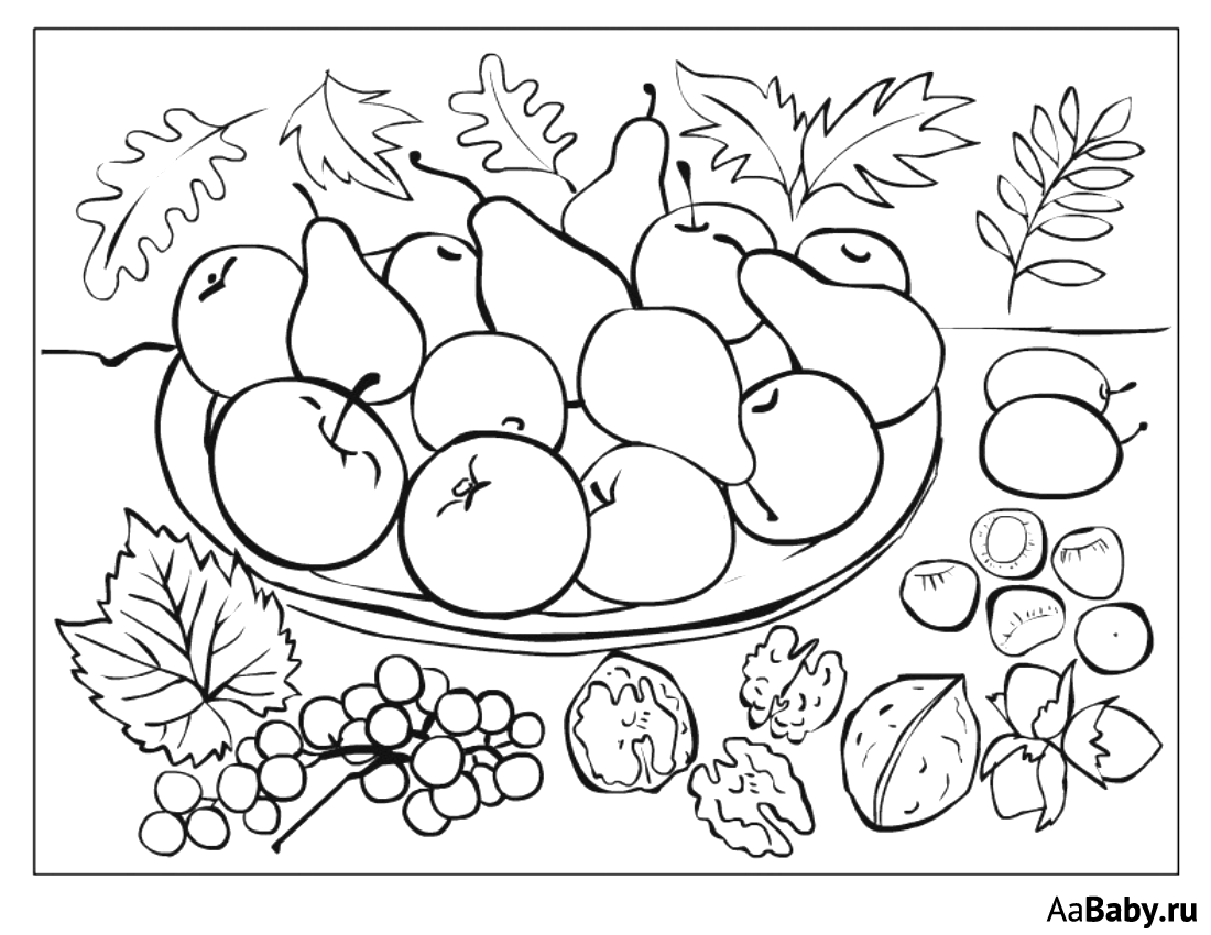 Осенние фрукты раскраска