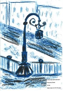 Рисунки детей на тему Петербург при свете фонарей