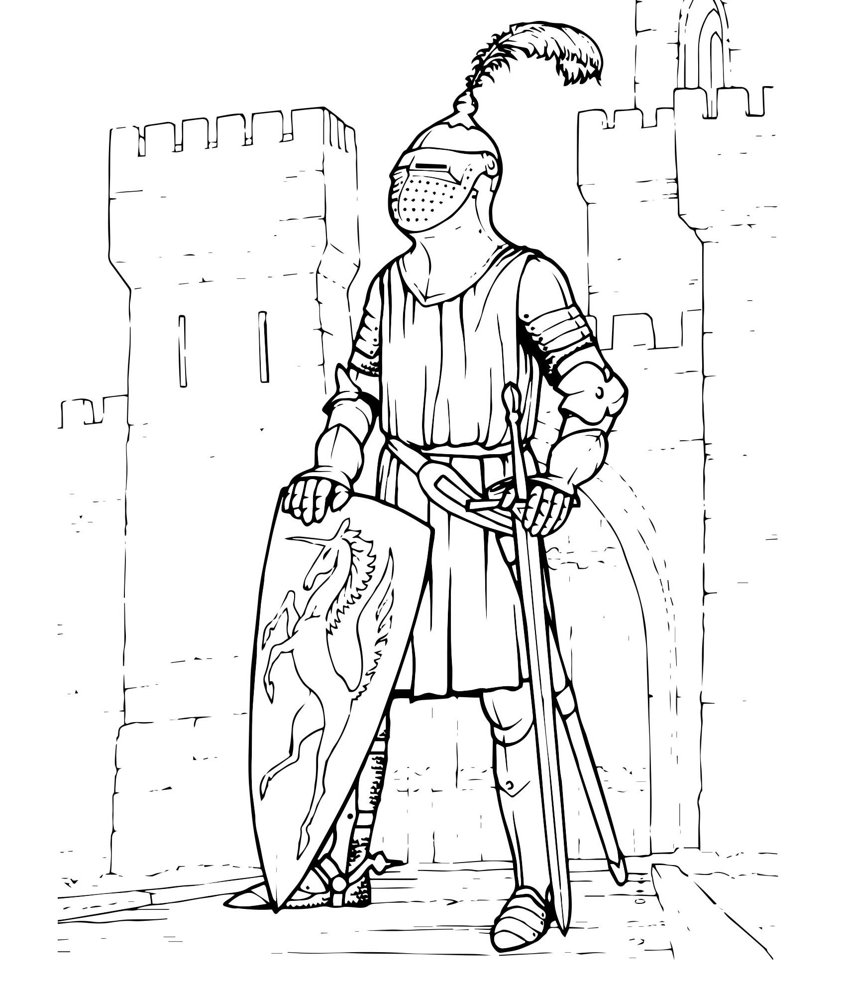 Раскраска Рыцари средневековья крестоносцы