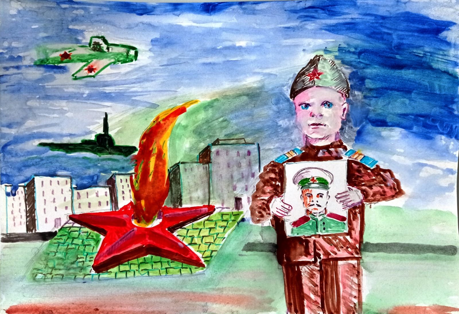 Рисунок красками патриотическая для детей