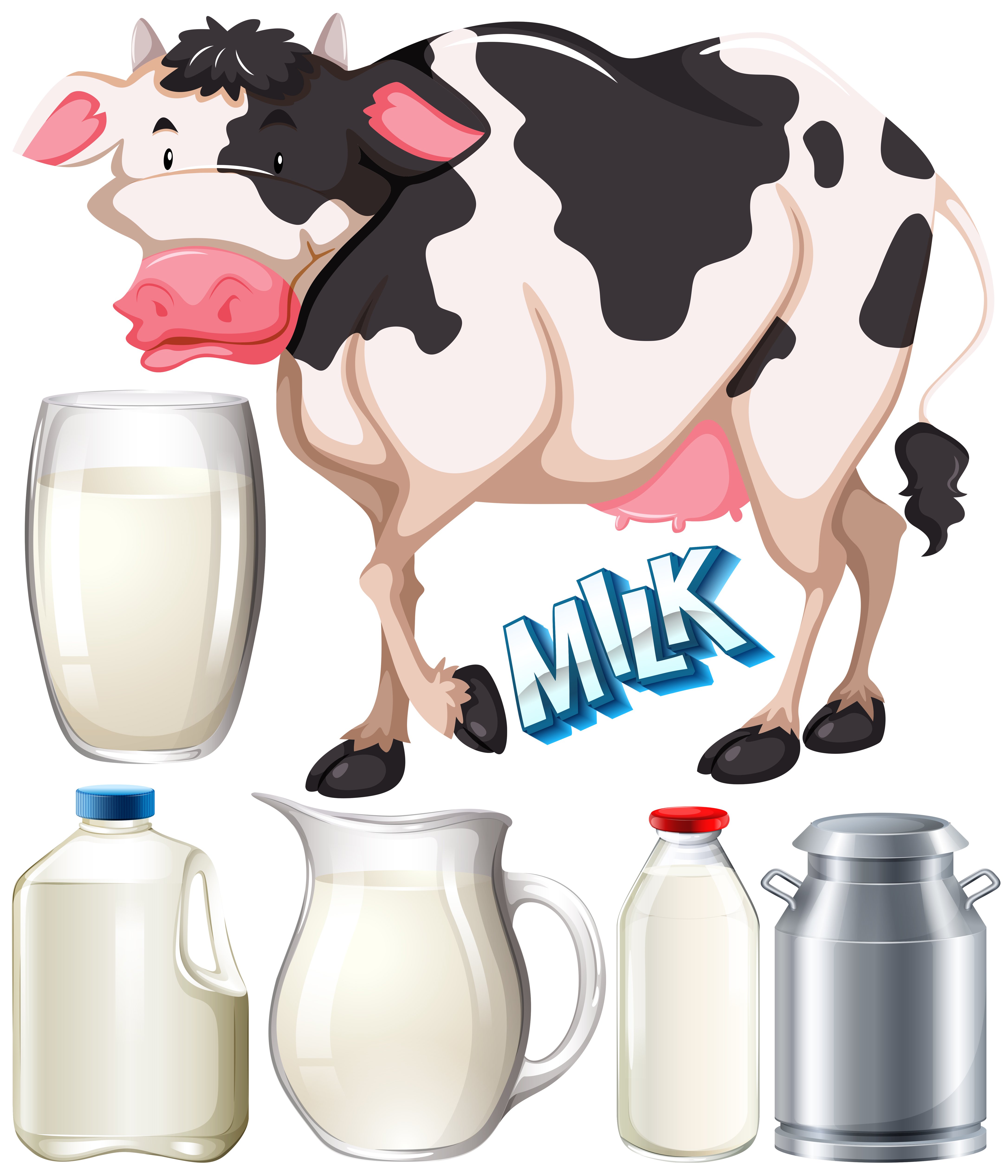 Корова с молочными продуктами