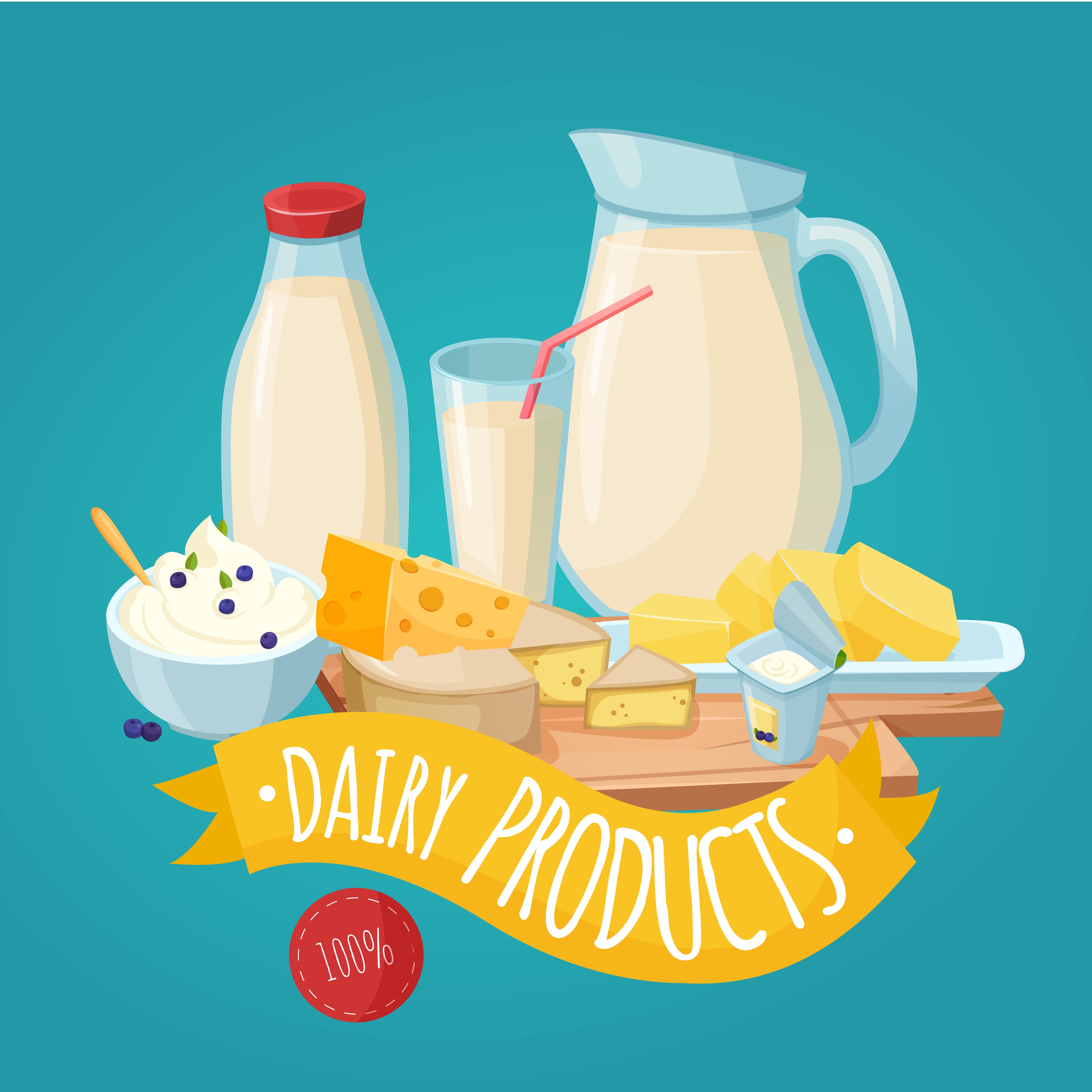 Постер молочные продукты