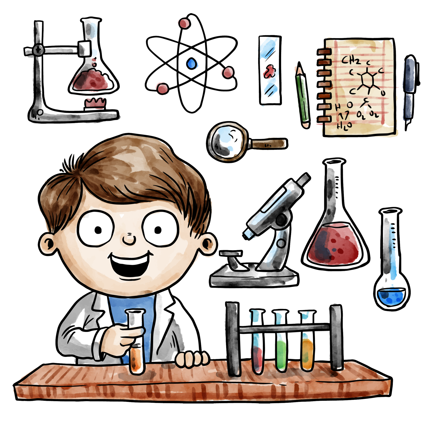 Химия. Иллюстрации по химии. Рисунки на тему химия. Наука для детей.