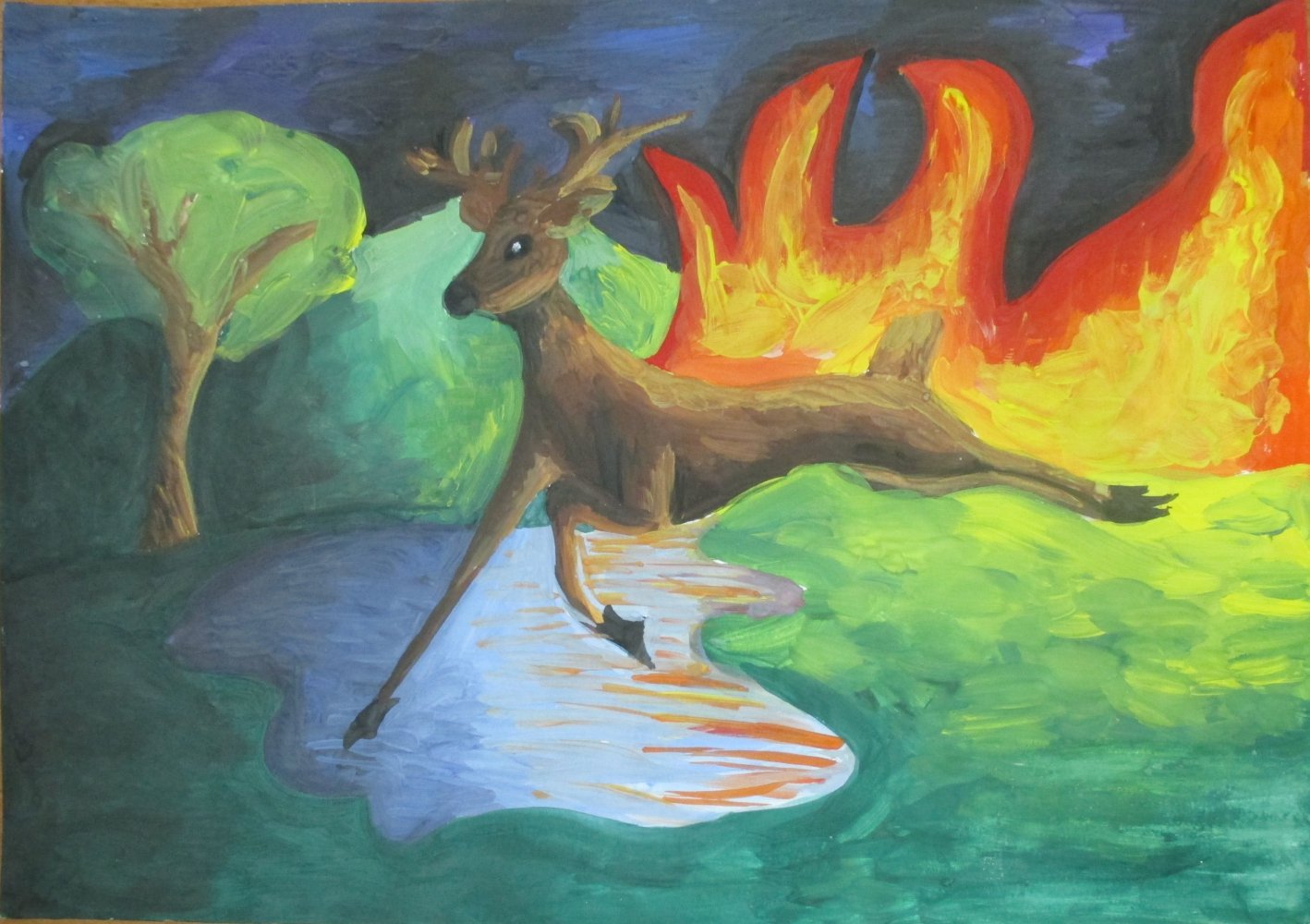 Лес в огне рисунок