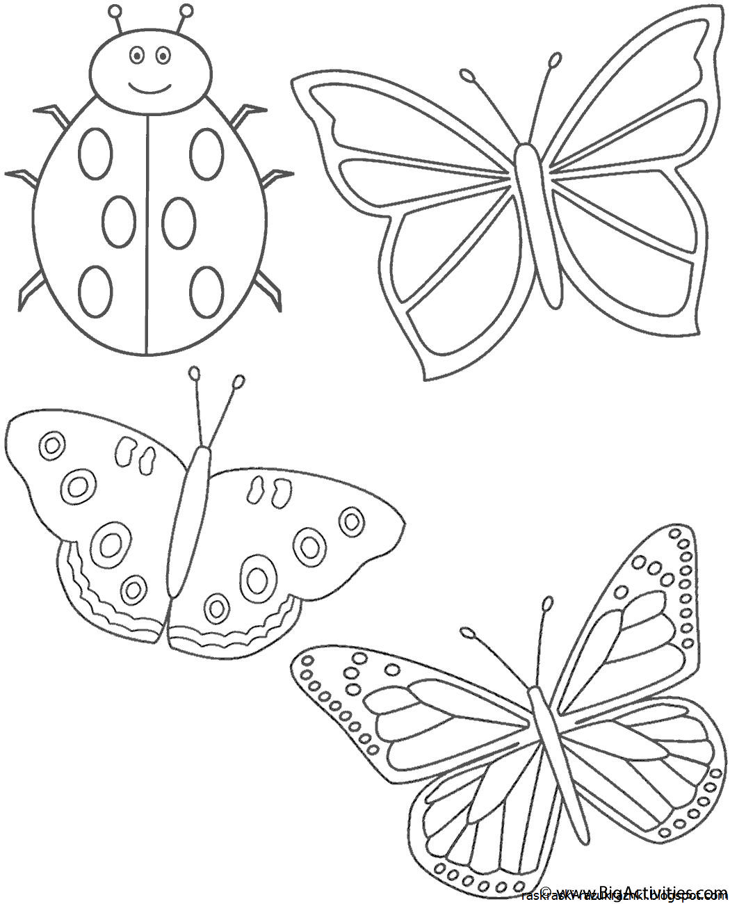 Рисование в детском саду шаблоны. Раскраска "бабочки". Рисунки для раскрашивания. Насекомые. Раскраска. Раскраски для малышей.
