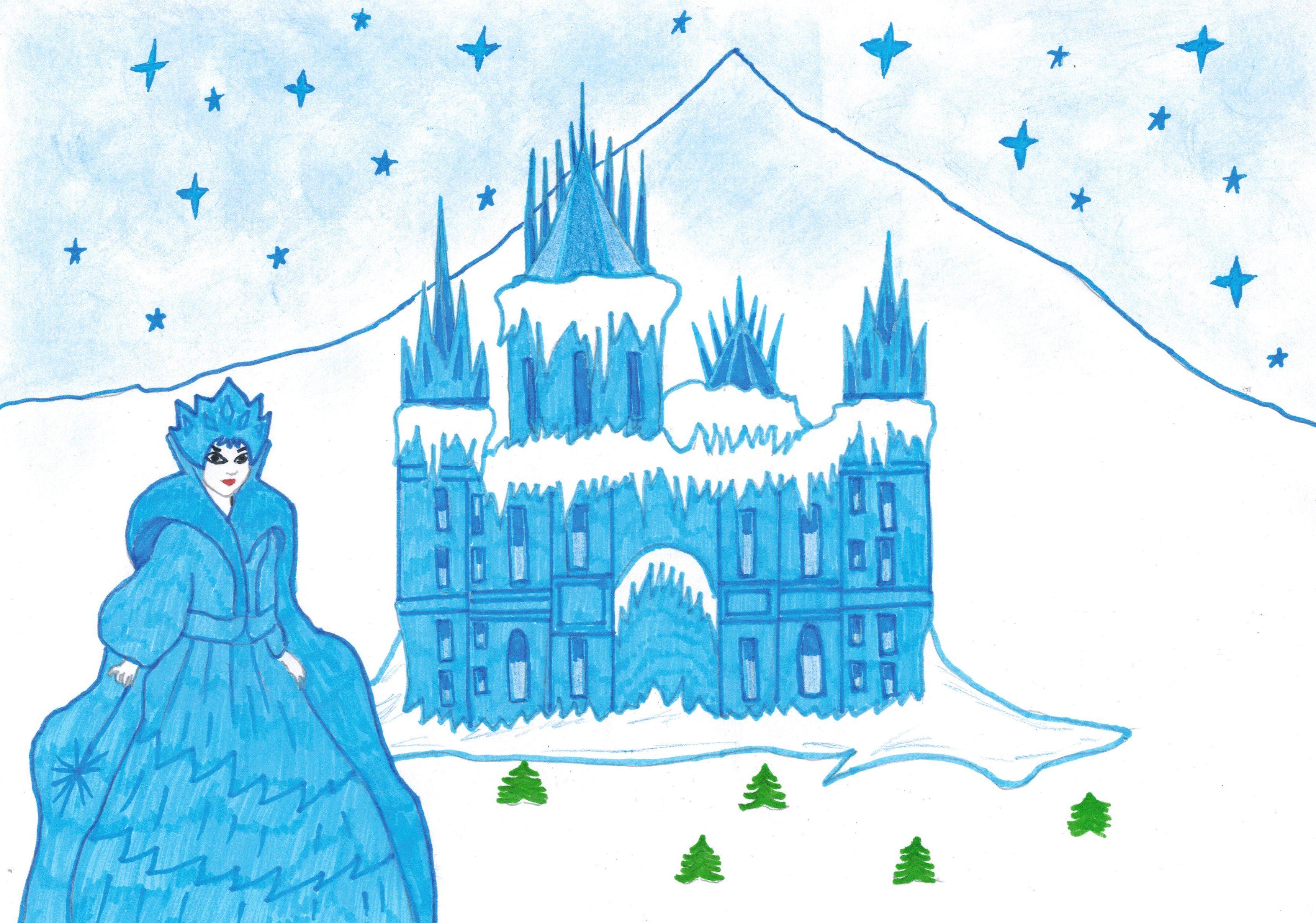 Замок снежной королевы рисунок для детей