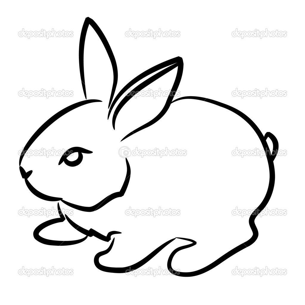 Кролик контурный рисунок