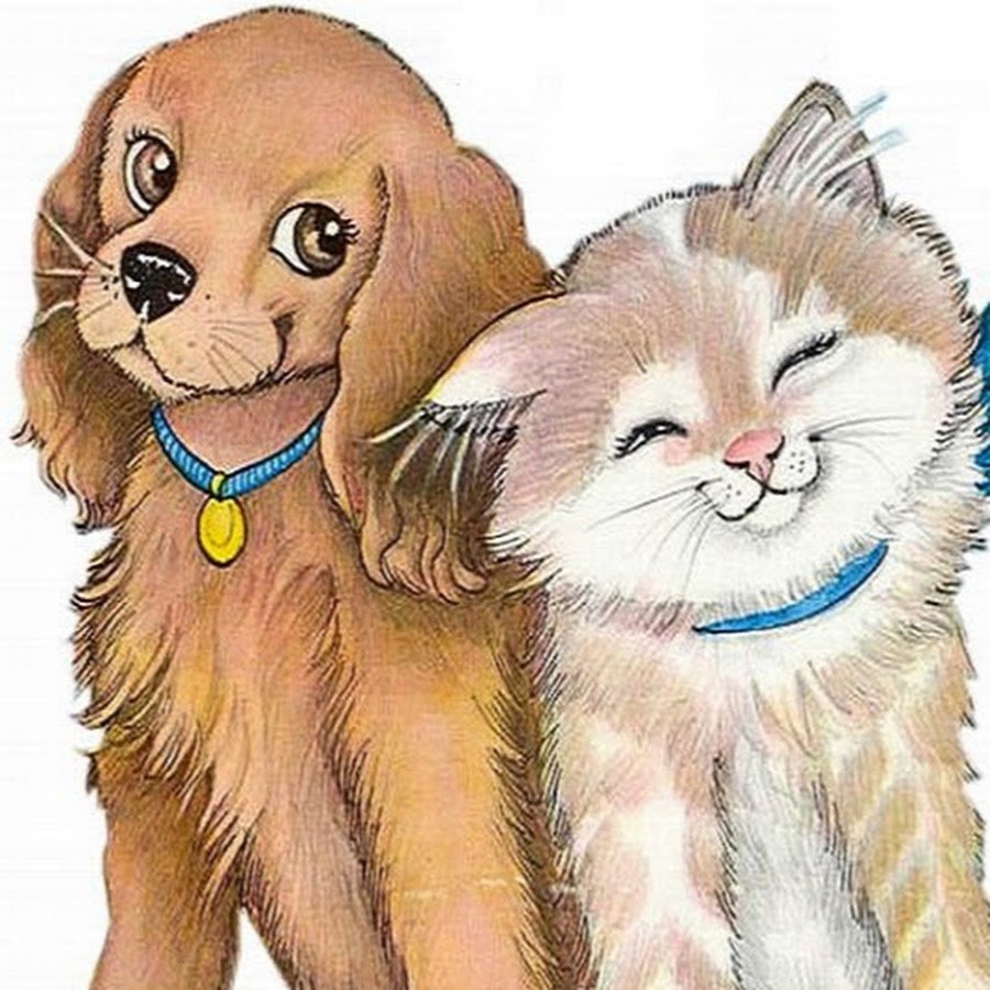 Детский рисунок кот и собака