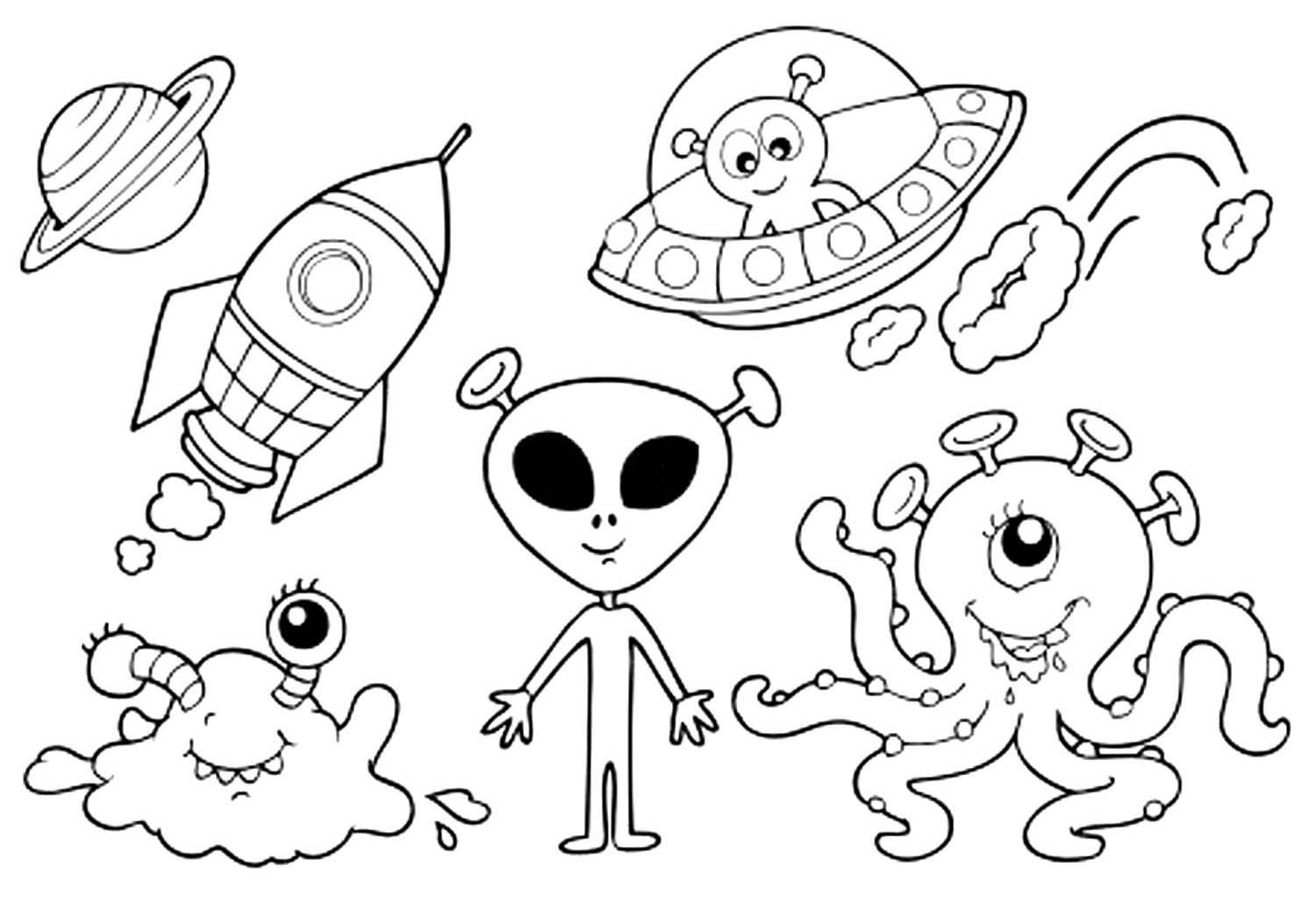 Рисование космос раскраски инопланетяне для детей