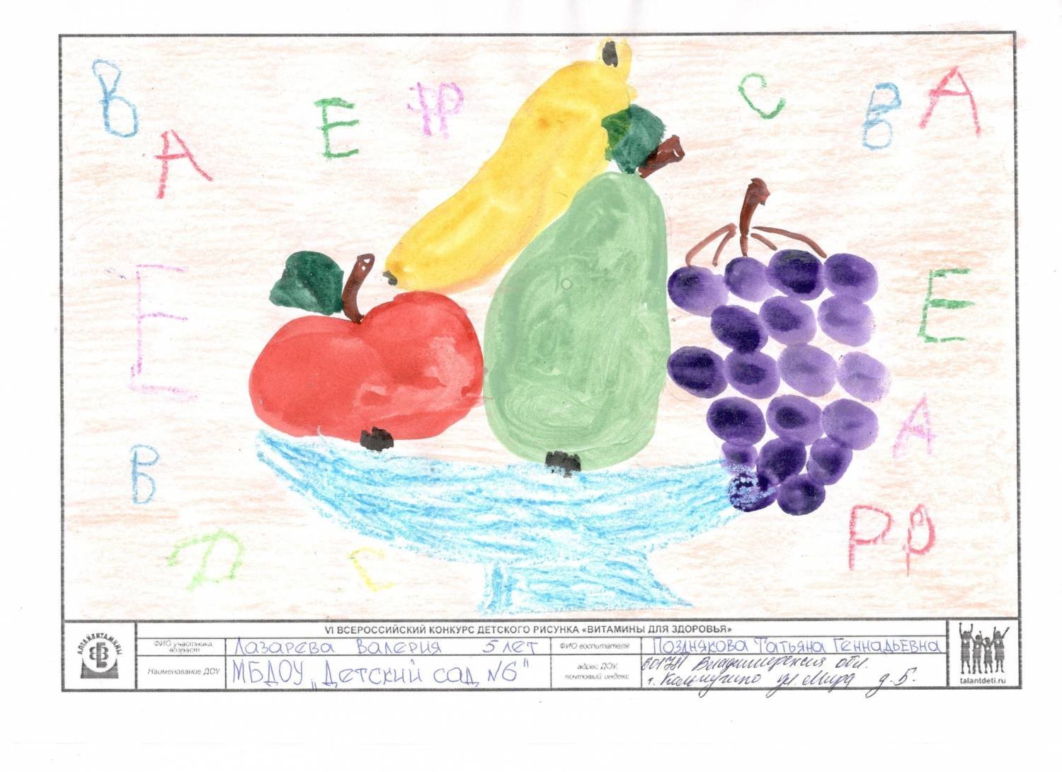 Детские рисунки про витамины