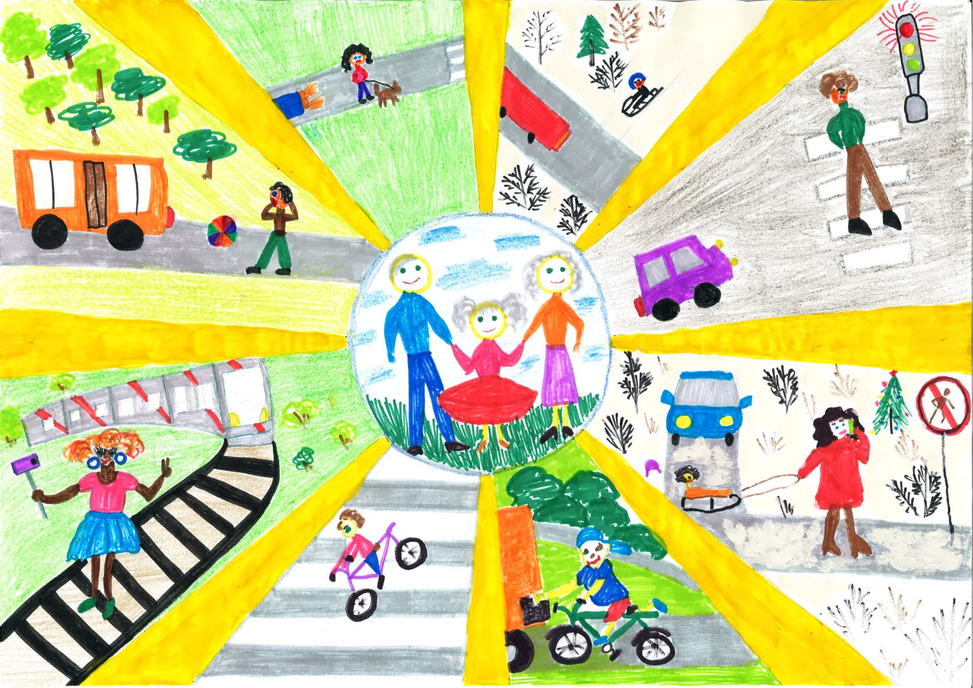 Детские рисунки на тему безопасность дорожного движения