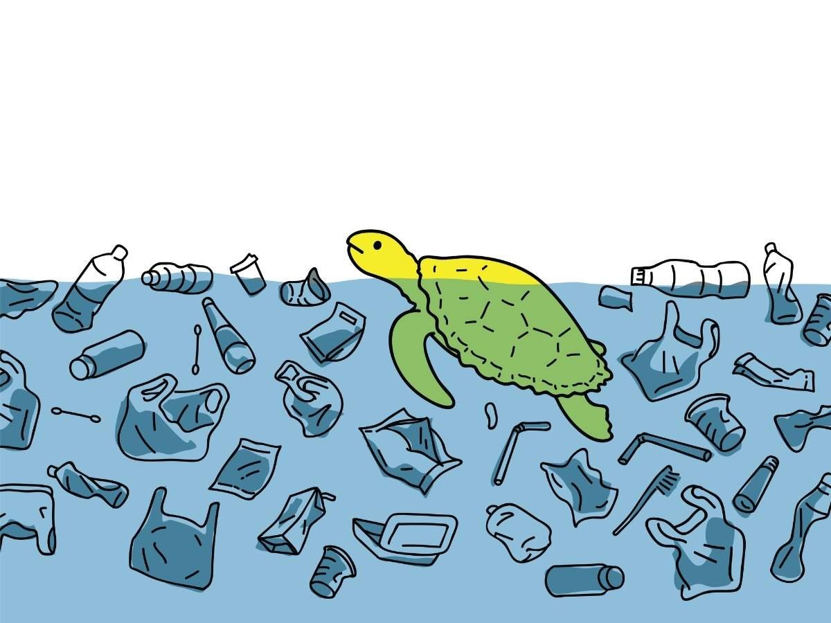 Пластик в океане иллюстрации